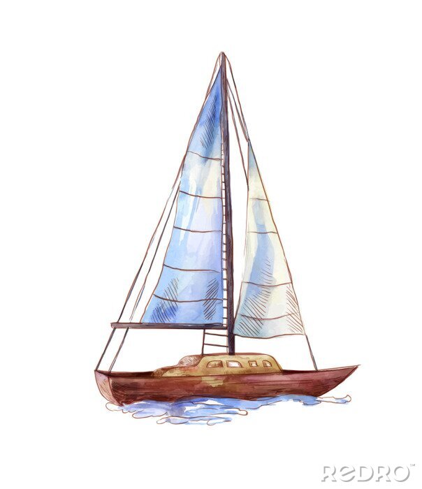 Bild Aquarell mit Segelboot