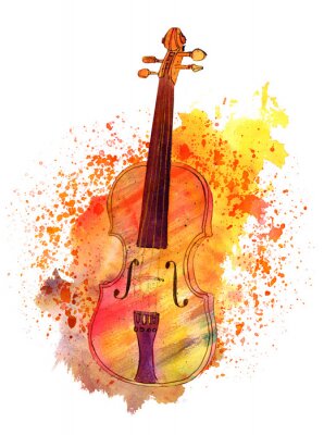 Bild Aquarell mit Violine inspiriert von Musik