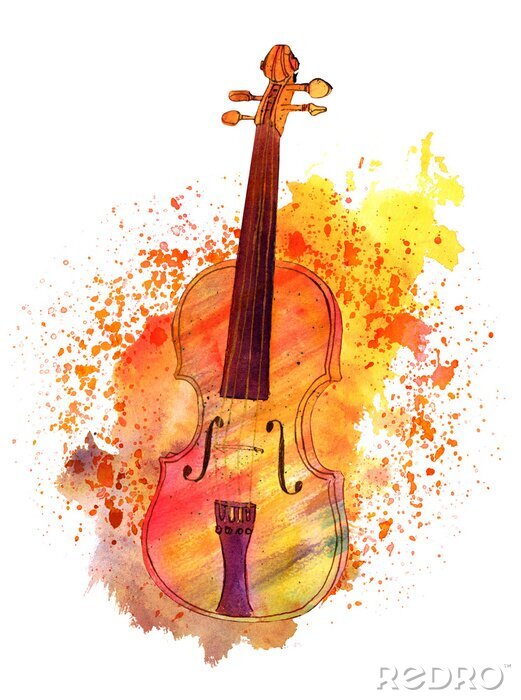 Bild Aquarell mit Violine inspiriert von Musik