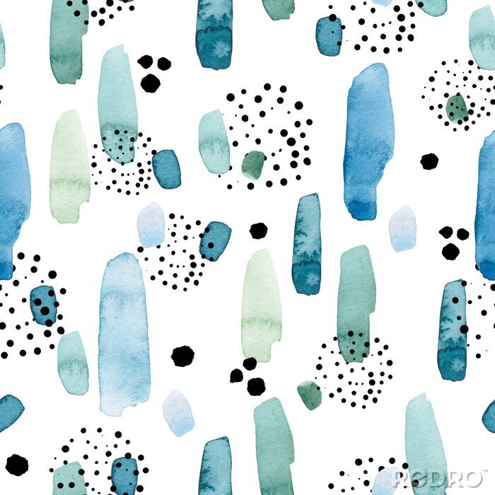 Bild Aquarell Muster blaue Tupfen