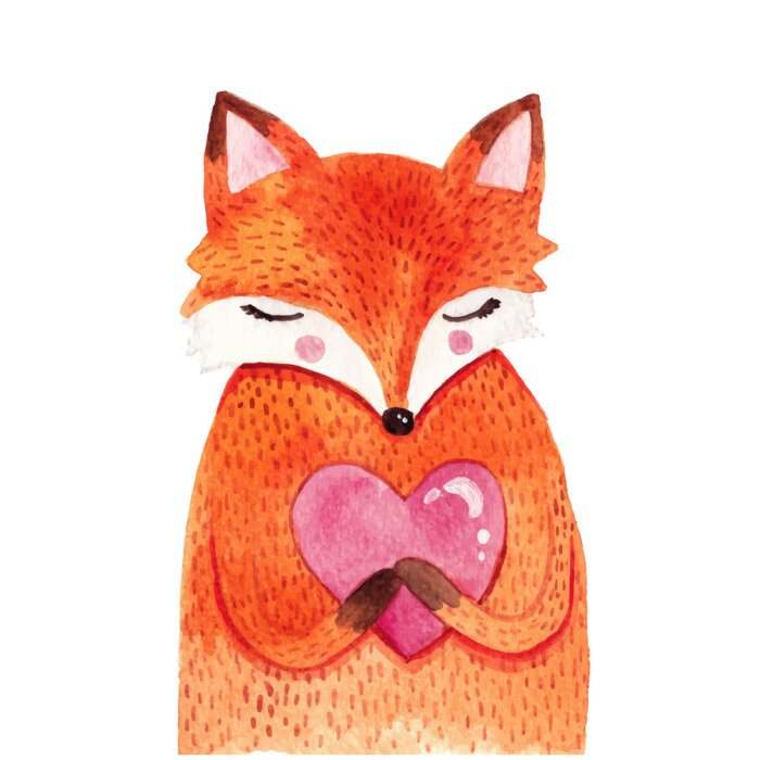 Bild Aquarell niedlichen Fuchs mit Herz