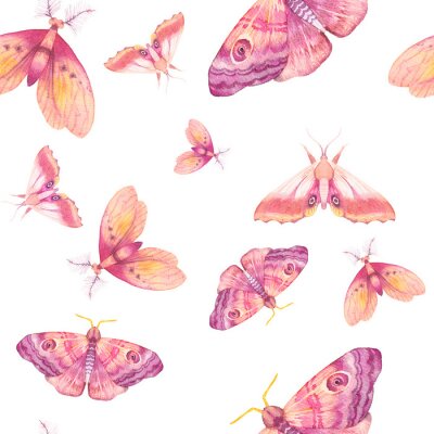 Aquarell Schmetterling nahtlose Muster. Hand gezeichnet Sommer Textur mit verschiedenen multicolor Schmetterlinge auf weißem Hintergrund. Wiederholen Tapeten Design