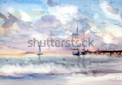 Bild Aquarellmeer und Hafen