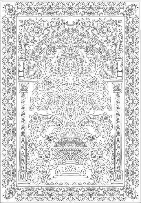 Bild Arabic tile fresca flower black white