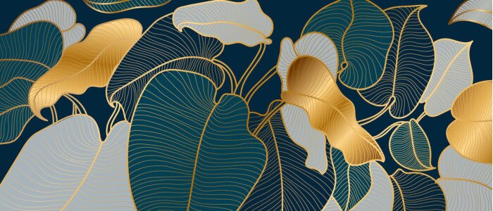 Bild Art Deco-Stil Blätter mit goldenen Elementen