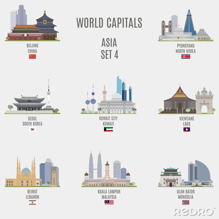 Bild Asiatische Hauptstädte auf Illustration
