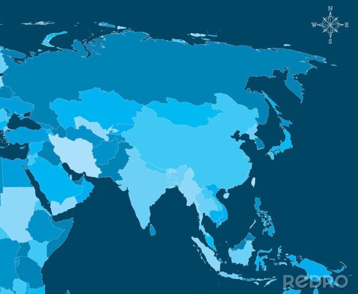 Bild Asiatische Länder in Blau