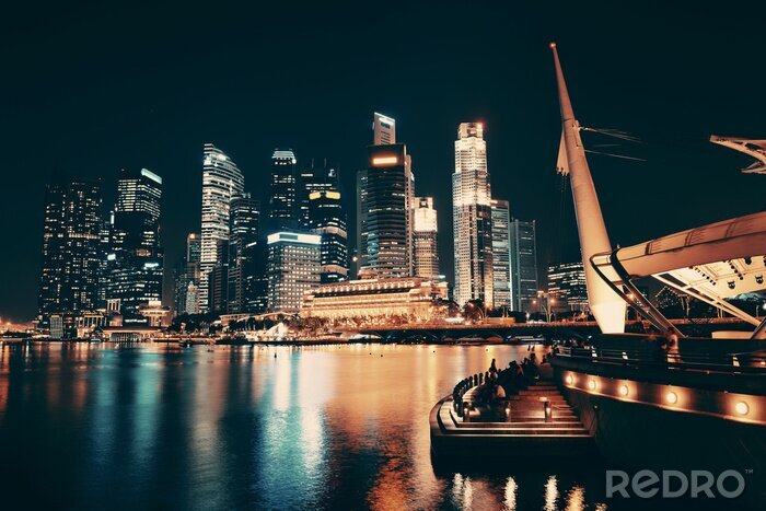 Bild Asien bei Nacht Singapur nach Einbruch der Dunkelheit