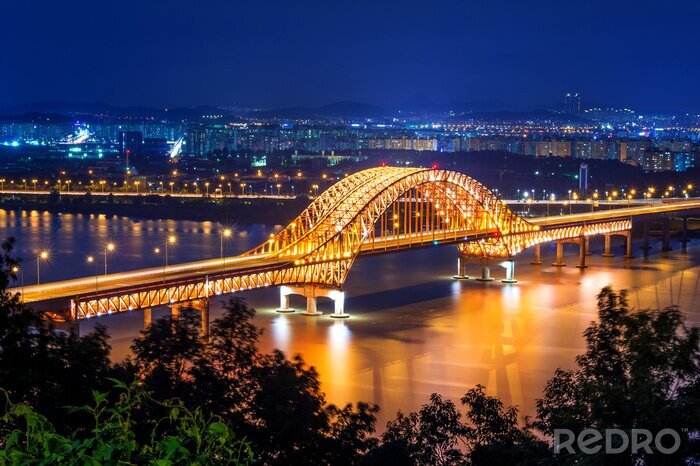 Bild Asien beleuchtete Brücke in Korea