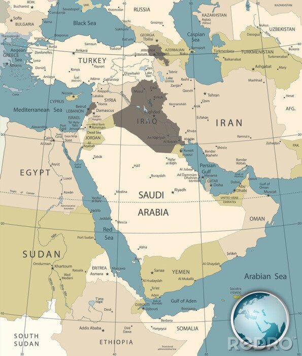 Bild Asien und der Nahe Osten auf der Karte