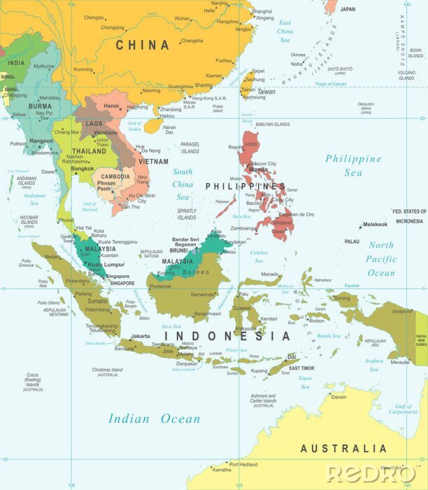 Bild Asien und Ozeanien auf der Karte
