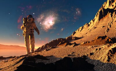 Bild Astronaut auf einem Fantasy-Planeten