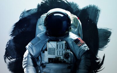 Astronaut auf schwarz-weißem Hintergrund