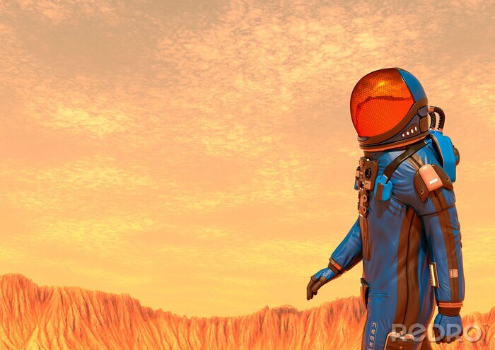 Bild astronaut exploring mars walking alone