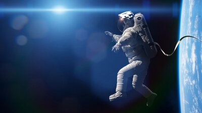 Astronaut im Weltraum vor dem Hintergrund des Planeten