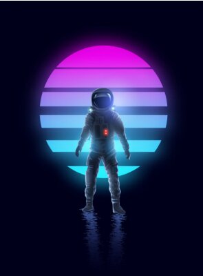 Astronaut mit Streifen im Hintergrund