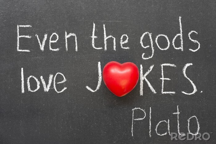 Bild Aufschrift an einer Tafel über Witze