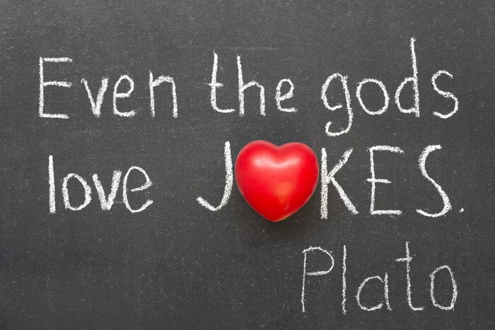 Bild Aufschrift an einer Tafel über Witze