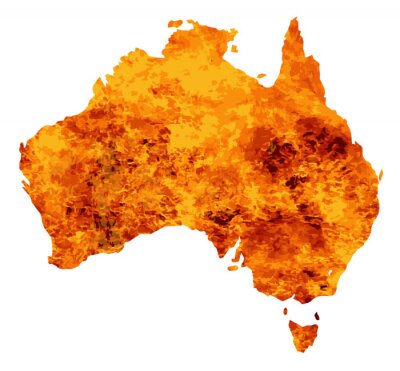Bild Australien Karte auf feurigem Hintergrund