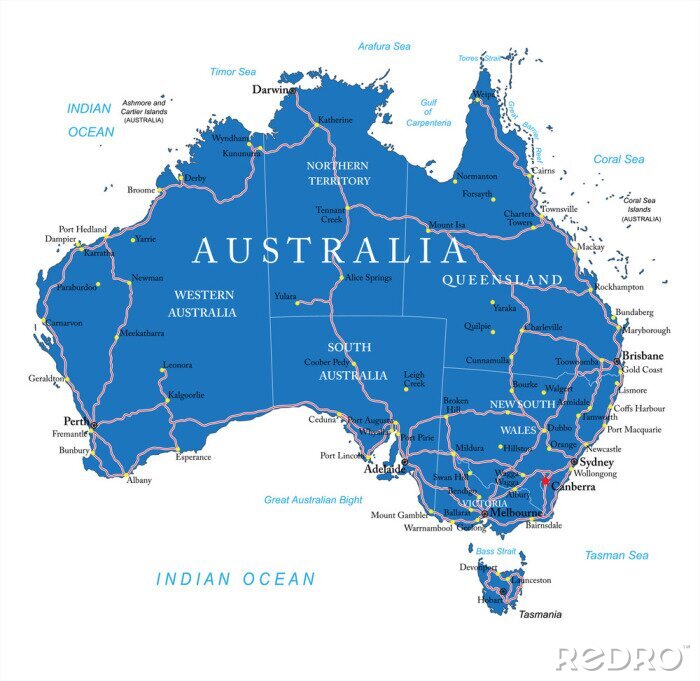Bild Australische Straßen auf der Karte
