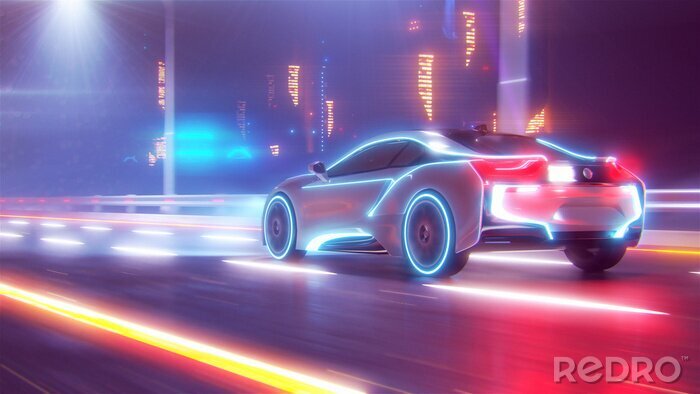 Bild Auto der Zukunft mit Neonlichtern