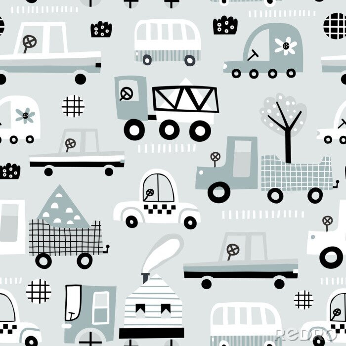 Bild Baby seamless pattern with cute car. Perfect for kids fabric, textile, nursery wallpaper. Vector Illustration.