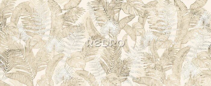 Bild Background of tropical leaves. Palm leaves, branches, grass.