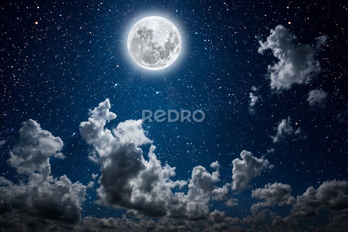 Bild Backgrounds night sky with stars and moon and clouds.