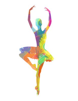 Balletttänzerin in abstrakter Farbe