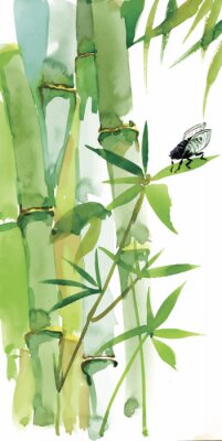 Bambus Motiv mit Insekten