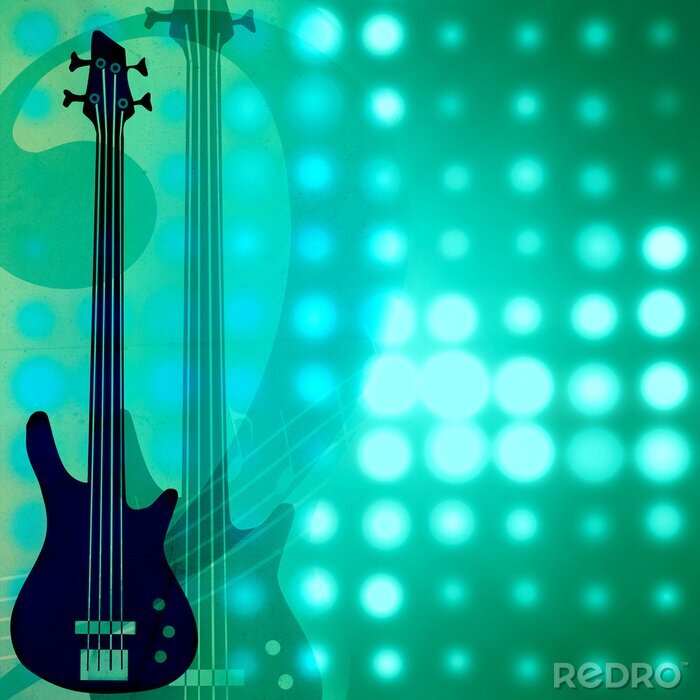 Bild Bassgitarre auf musikalischer Grafik