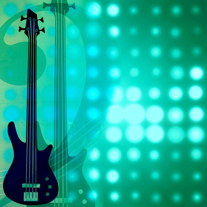 Bild Bassgitarre auf musikalischer Grafik