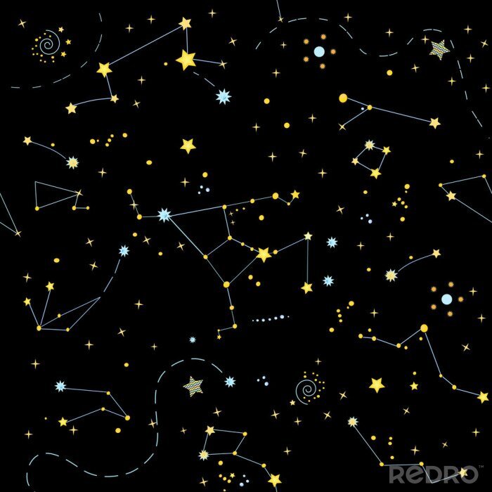 Bild Beautiful galaxy seamless texture on the black background. Vector illustration