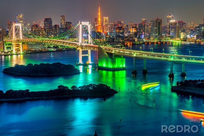 Bild Beleuchtete Stadt bei Nacht Tokyo