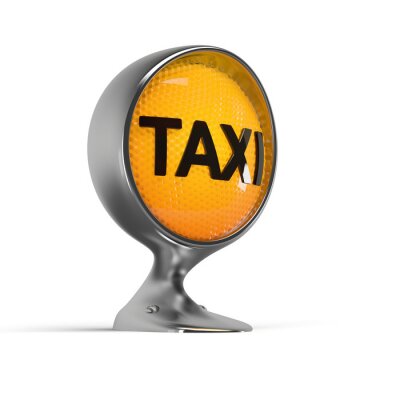 Beleuchtete Taxi-Zeichen auf einem Vintage-Scheinwerfer