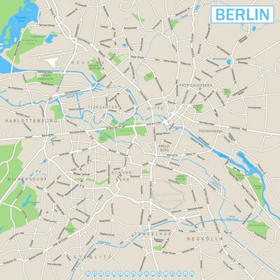 Sticker Berlin Karte und Navigation Icons Sehr detaillierte Vektor-Straßenkarte von Berlin. Es umfasst: - Straßen - Parks - Namen von Unterverzeichnissen - Wasser Objektnamen