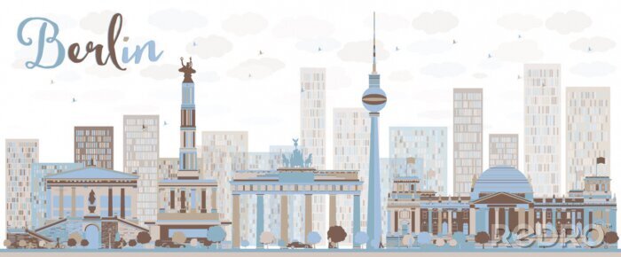 Bild Berlin Skyline mit Farben gemalt