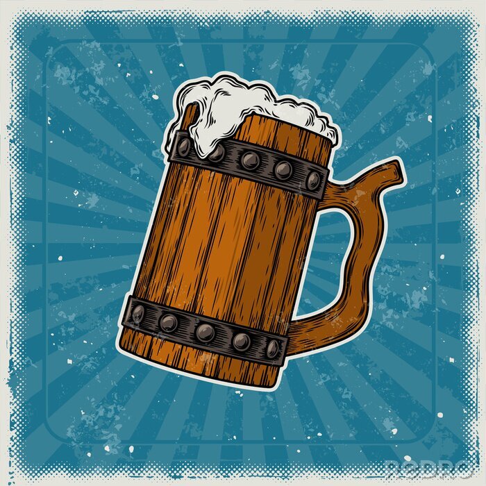 Bild Bier im Vintage-Stil Holzkrug