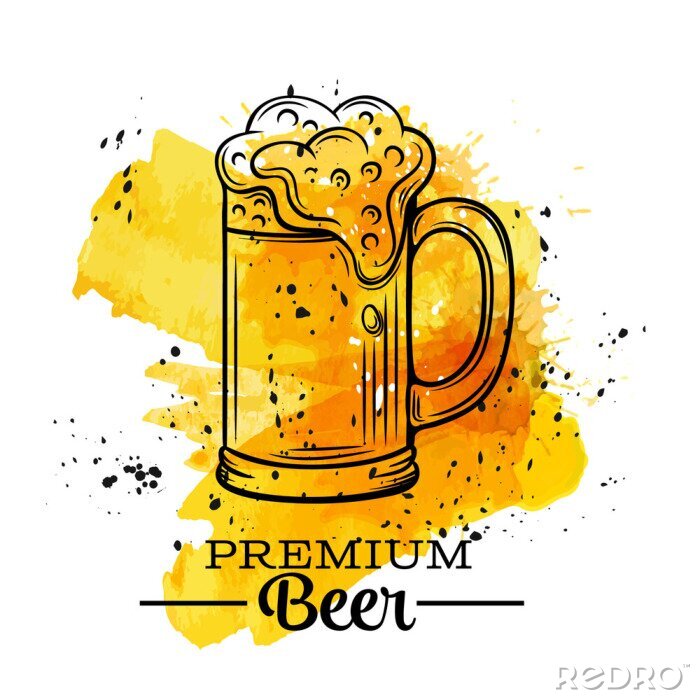 Bild Bierkrug auf gelb-schwarzer Grafik
