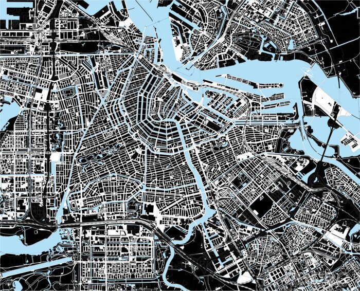 Bild black and white amsterdam city map