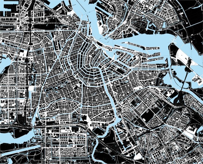 Bild black and white amsterdam city map