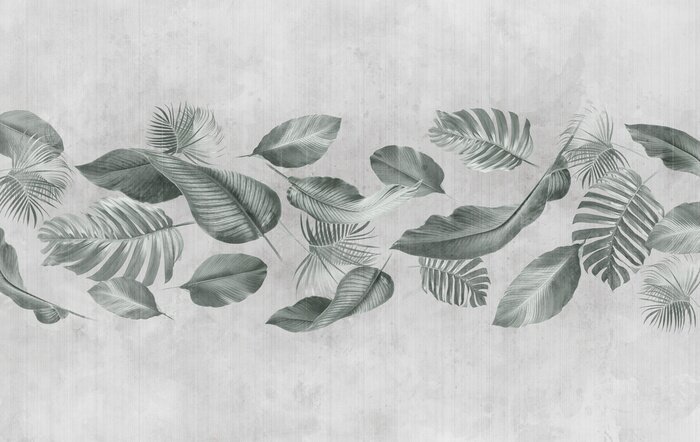 Bild Blätter an einer Betonwand