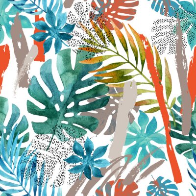 Tapete Blätter imitieren Aquarellmalerei