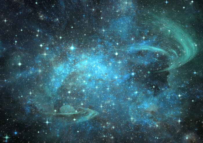 Bild Blau-grüne Galaxie und Sterne