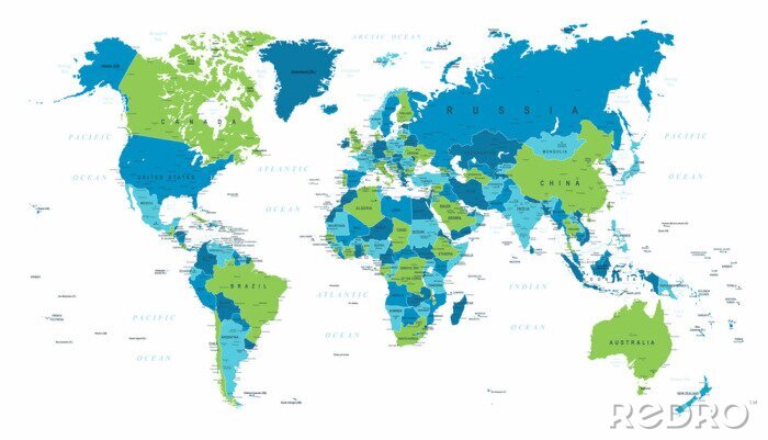 Bild Blau-grüne Weltkarte