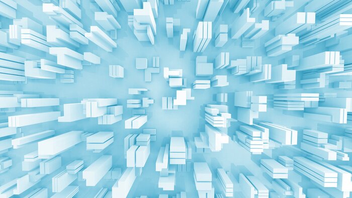 Bild Blaue Blöcke 3D aus Vogelperspektive