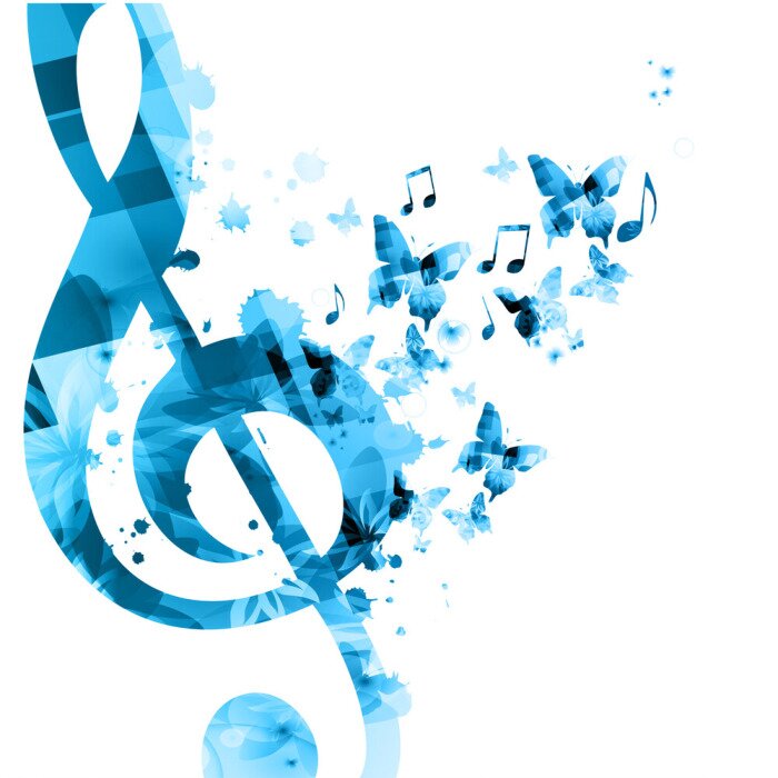 Bild Blaue Noten und Schmetterlinge