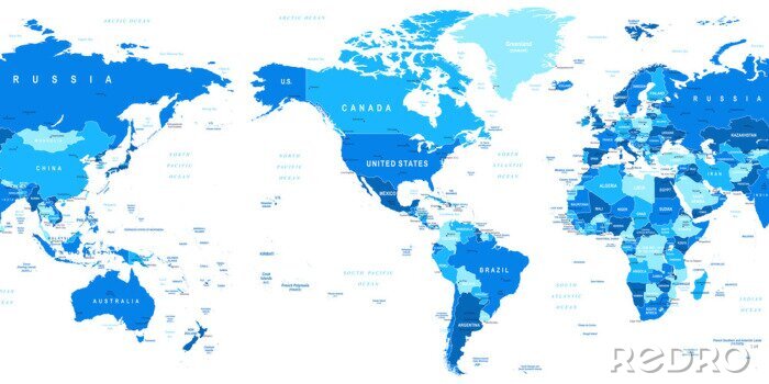 Bild Blaue Weltkarte in blauen Farbton