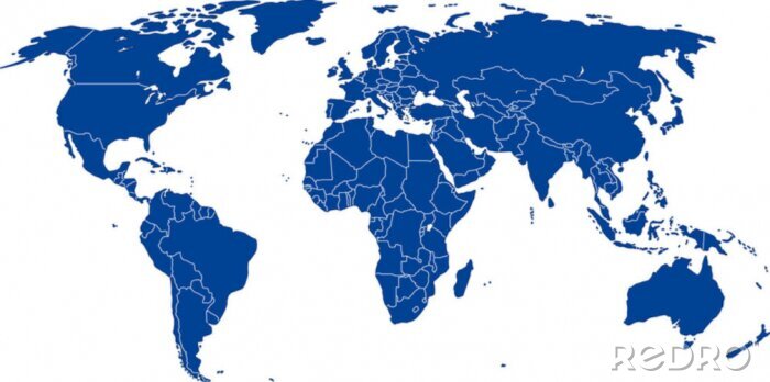 Bild Blaue Weltkarte mit Grenzen