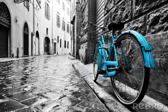 Bild Blaues Fahrrad in der Gasse